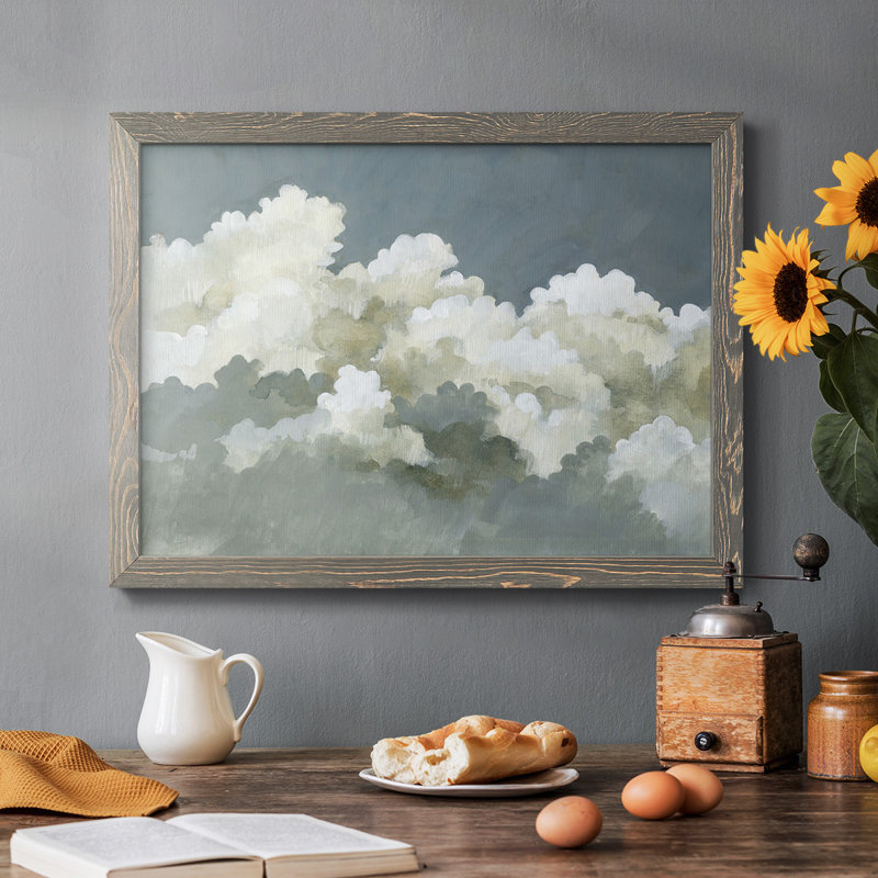 «Big Clouds III», peinture sur toile encadrée, Gris, H 28 po x l 42 po x P 1,5 po