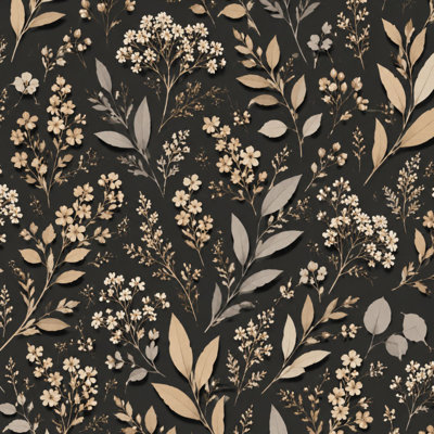 Peel and Stick Wallpaper Beige Taupe Floral Leaves Dark Elegant Botanical Design Contact Paper Removable Self Adhesive Wall Mural Wall Decor for Bedroom Kitchen Cabinets 17.7in x 118in