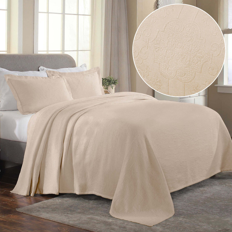 Linen Full Cotton Matelasse Bedspread Set with Pillow Shams