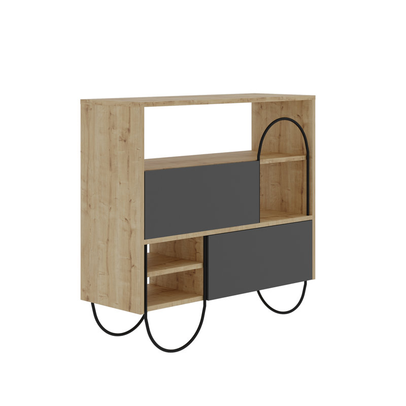 Norfolk 12 Pair Shoe Storage Cabinet, Oak/Anthracite