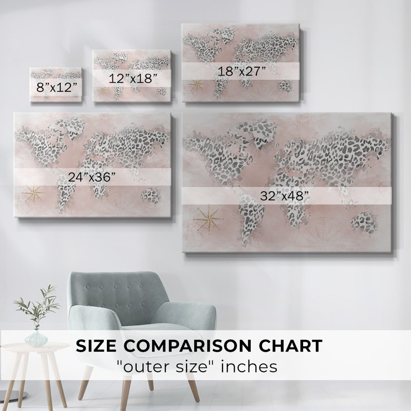 Toile tendue avec carte de guépard rose, H 8 po x l 12 po