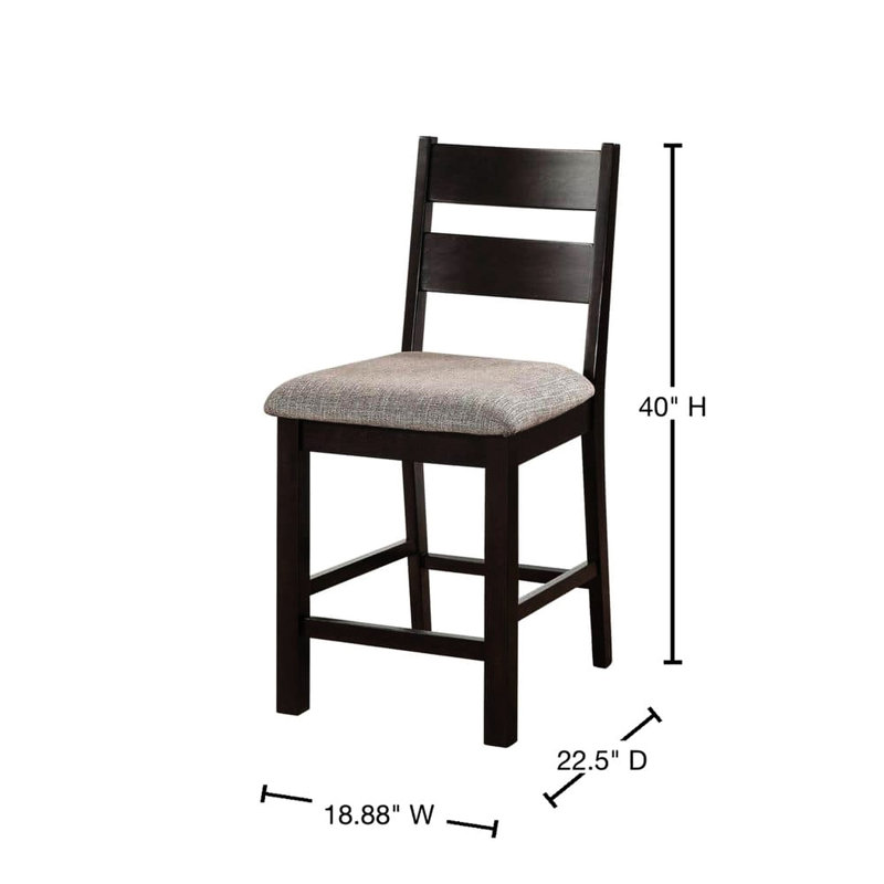 Chaises de salle à manger à dossier, 2 pièces, et gris, siège rembourré en tissu gris