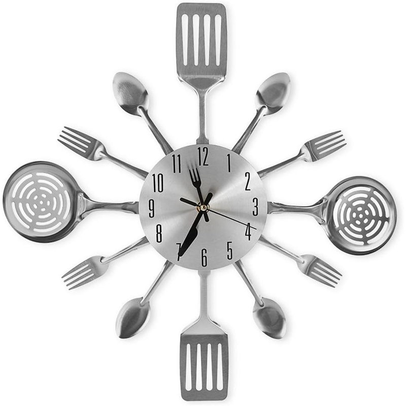 Tableware Kitchen Wall Clock, Silver