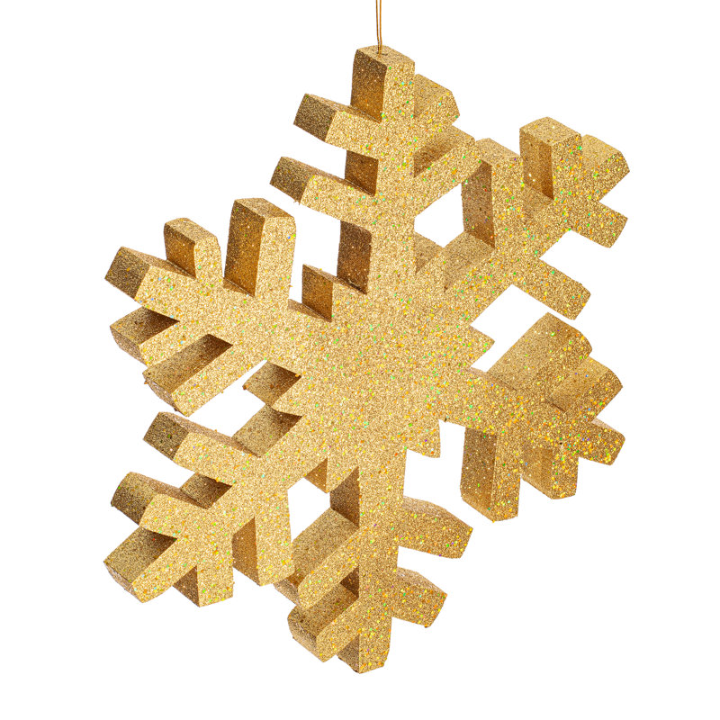 Glitter Outdoor Snowflake Ornament, Gold, 24" H x 24" W x 2" D