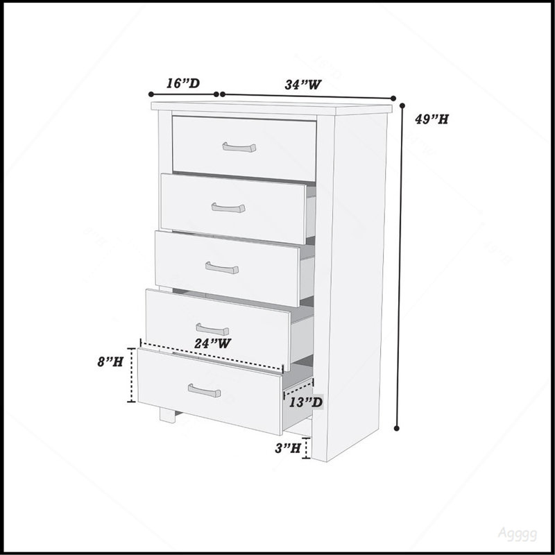 Finition naturelle en bois frappant avec commode en bois 1pc
