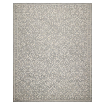Tapis argenté en laine de style transitionnel