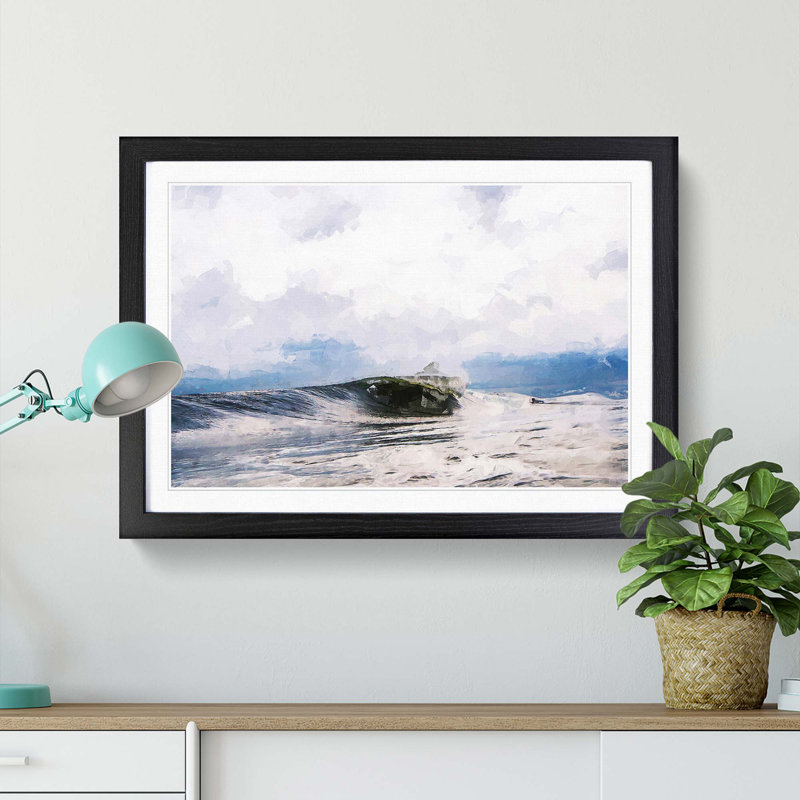 Surfing in New York in Abstract - Framed Print, 27cm H x 36cm W x 2cm D, Black Framed