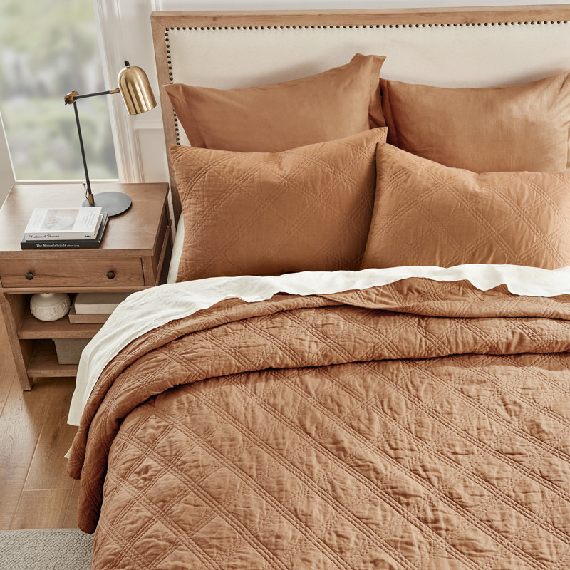Washed Linen Sandstone Std Quilted Sham