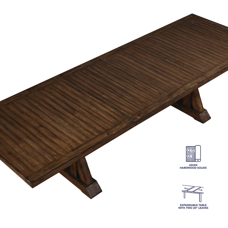 Auburn Dark Brown Rubber Wood Extendable Dining Table