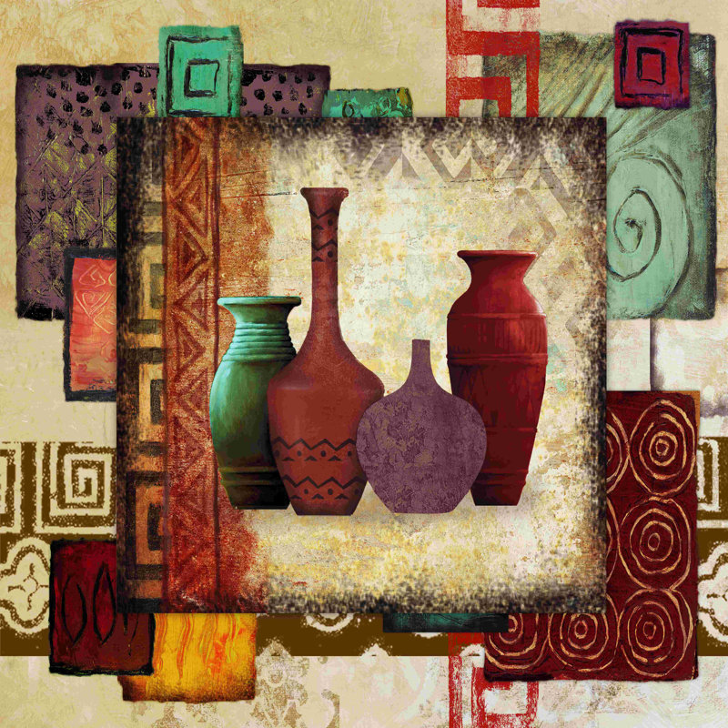 Pots - peinture sur toile tendue, H 12 po x l 12 po
