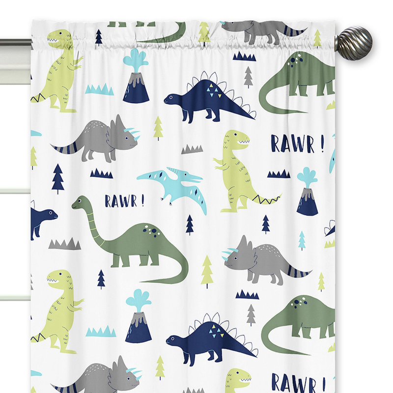 Mod Dinosaur Wildlife Semi-Opaque Rod Pocket Curtain Panels