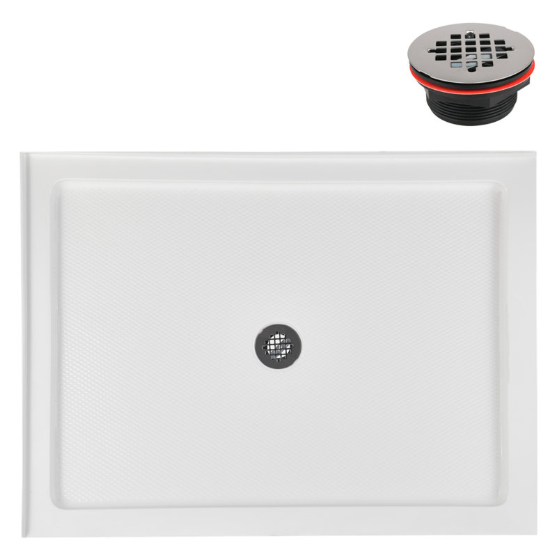 Base de douche en acrylique Streamline l 48 po x P 36 po avec drain ABS inclus