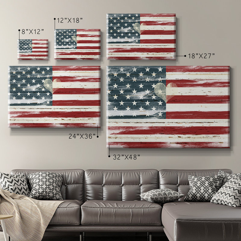 Heart of America - Toile tendue avec châssis de qualité supérieure - prête à être accrochée, H 24 po x l 36 po