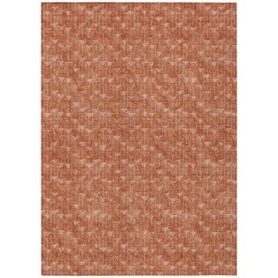 3' X 5' Terra Cotta Geometric Washable Non Skid Indoor Outdoor Area Rug