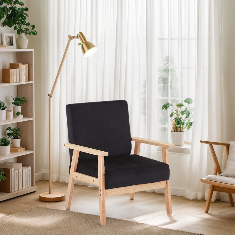 Fauteuil d'appoint en velours Bleona, Velours noir