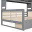 Lit de jour double en bois gris avec tiroirs et tablettes de rangement