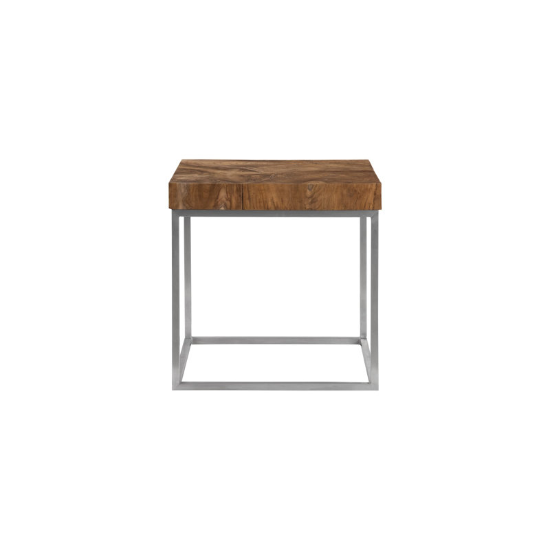 Teak Puzzle Frame End Table