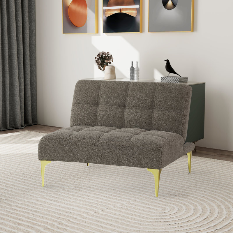 Upholstered 35.5'' Reclining Sleeper Sofa, Taupe