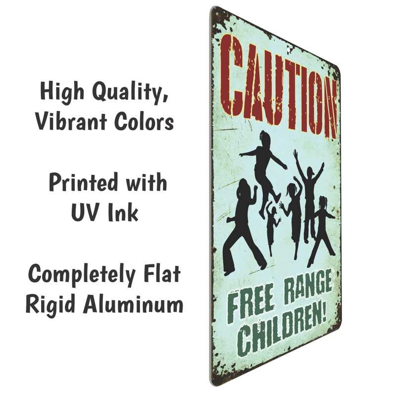 Rustic Novelty Bar Sign, Caution, Free Range Children Sign