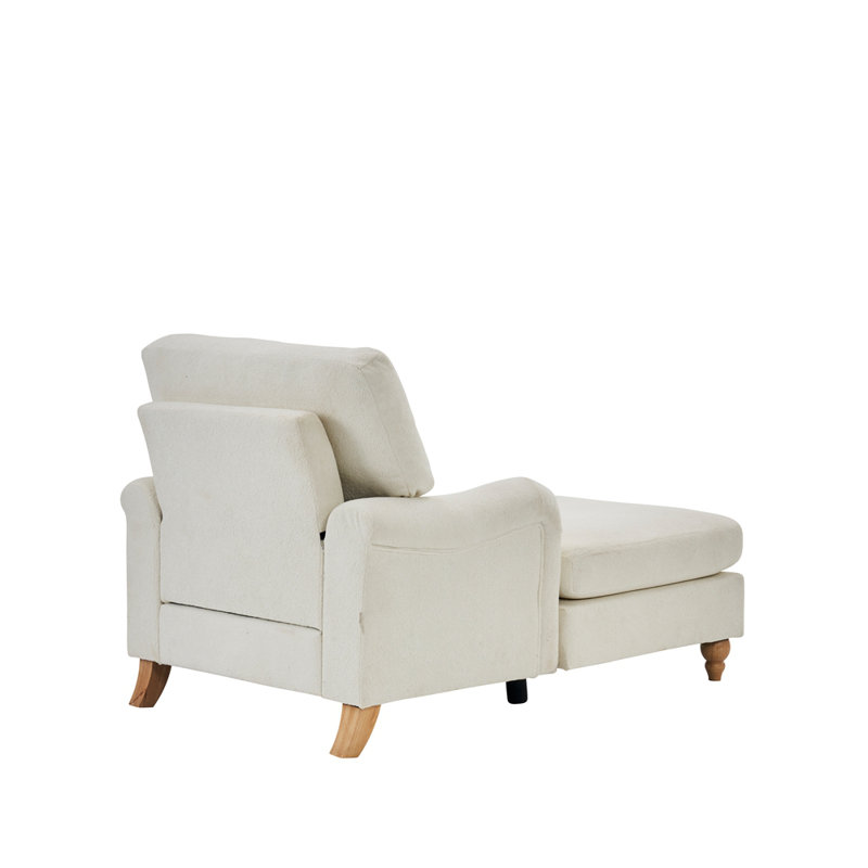 Canapé-lit moderne surdimensionné avec pieds en bois massif Mid-Century, Blanc