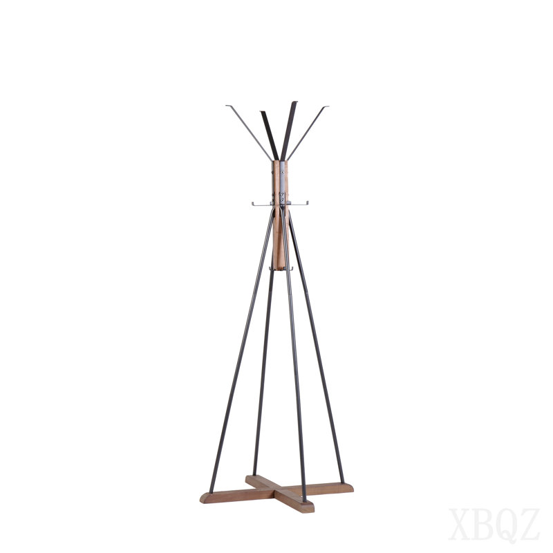 Reclaimed Wood And Metal Freestanding Coat Rack With Hooks Use In Bedroom, Living Room