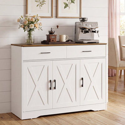 42.5" Sideboard Buffet Cabinet, Kitchen Storage Cabinet with 2 Drawers 3 Doors & Adjustable Shelves, Freestanding Coffee Bar Cabinet for Dining Room
