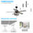 52 Inch Crystal Ceiling Fan with Light and Remote, Modern Ceiling Fan with Noiseless DC Reversible Motor,Dining Room,Living Room-1487597979