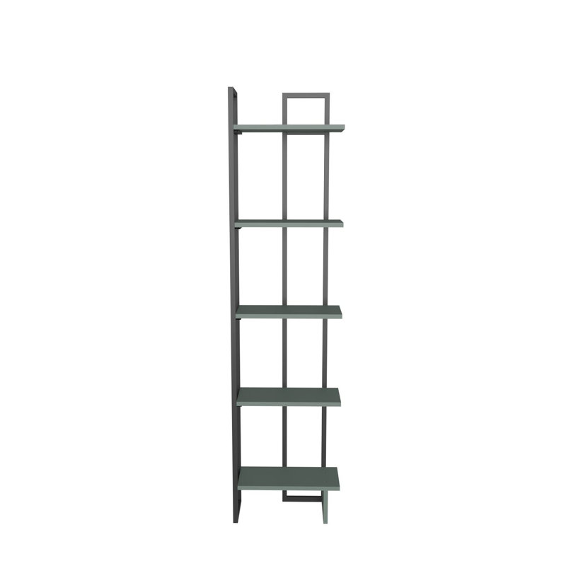 Bibliothèque moderne et industrielle, noir et vert, 71,0 x 14,6 x 7,7 pouces | 100% panneau de particules enduit de mélamine, épaisseur: 0,7 pouce | Solution de rangement élégante pour la maison et le bureau, design durable et élégant