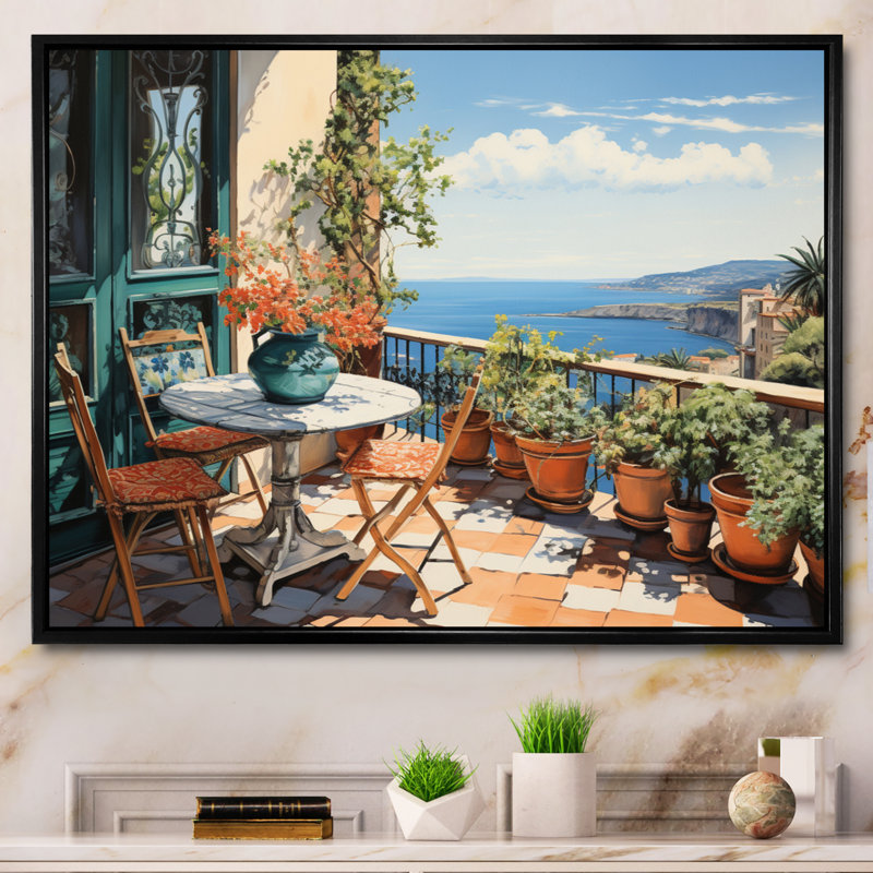 La Dolce Italian Coast I, 30" H x 40" W x 1.5" D, Black Floater Framed