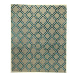 Hand Knotted Geometric Area Rug in Blue