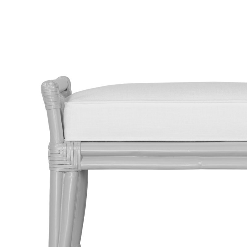 Malacca Upholstered Bench, Light Gray
