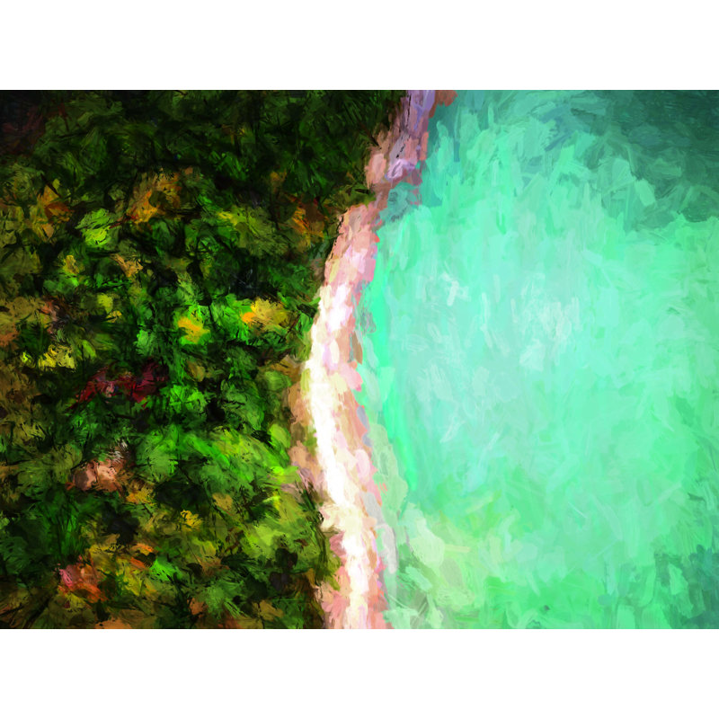 Vue aérienne de la plage - reproduction sur toile tendue, H 30 po x l 40 po