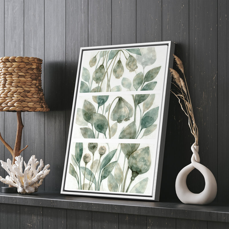 «Green Botanical», reproduction d'art encadrée, H 24 po x l 16 po, Blanc