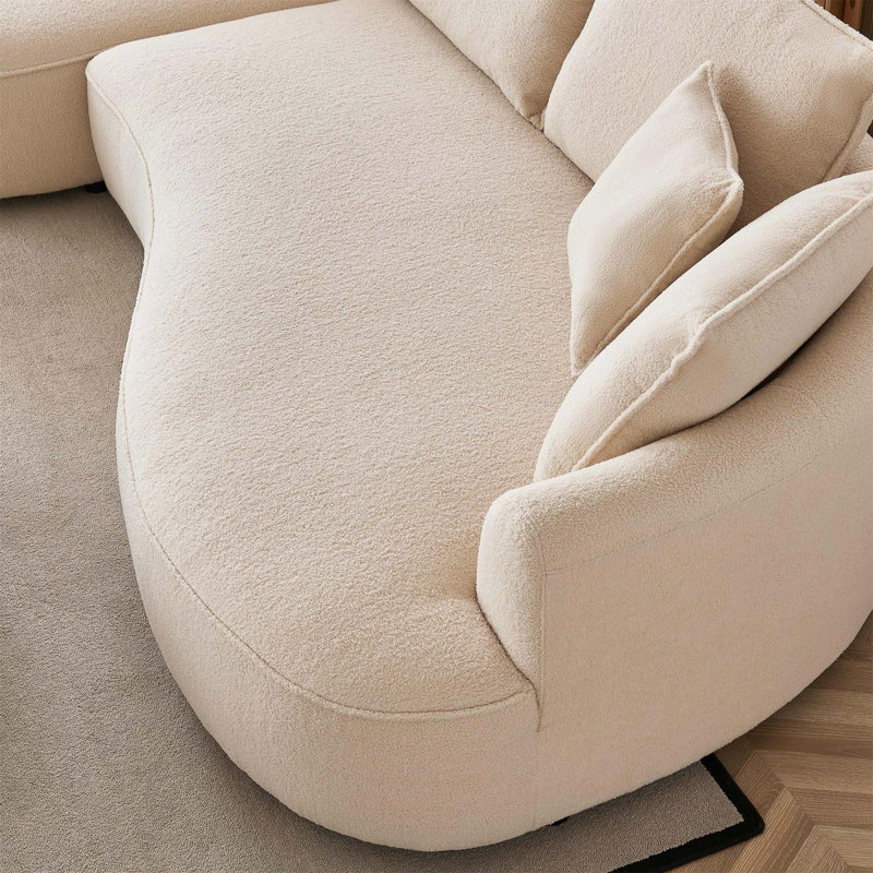 Canapé modulaire courbé modulaire de style 122ème de 122,8 po Curcle, Beige Boucle