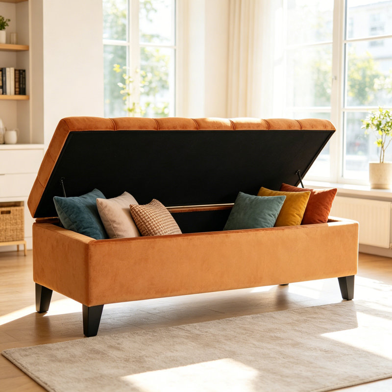 OTTOMAN DE RANGEMENT GLOUSTER, Orange