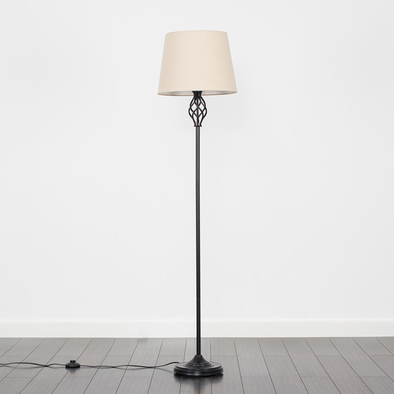 Tegan 151cm Traditional Floor Lamp, Black, Included, Beige