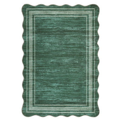 Scalloped Washable Rug Area Rugs for Living Room Modern Rugs Abstract Non-Slip Accent Carpet for Dining Room Home Office Bedroom