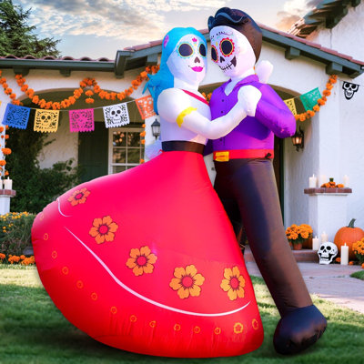 6Ft Skeleton Couple Inflatable ， for Holiday Party, Garden, Lawn, Yard, Patio Décor