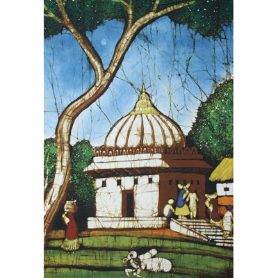 Art indien Batik, scène de village indien