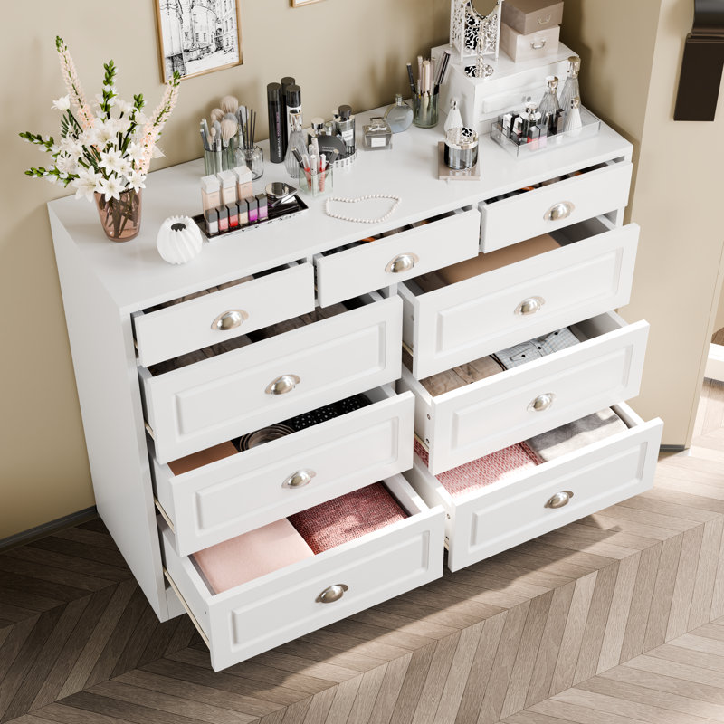 Atsuhisa 46.7" W 9 Drawer Bedroom Dresser, White