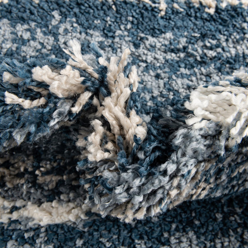 Tapis bleu / blanc Knupp, Rond 7 pi