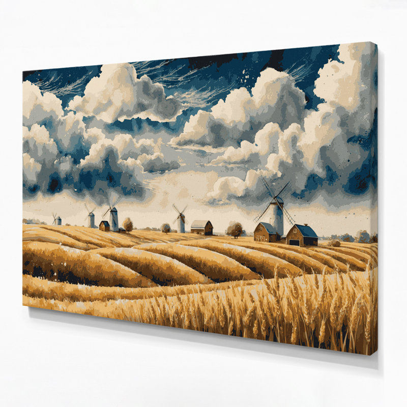 Farm Cloud Patterns Beige Canvas Wall Art, 8" H x 10" W