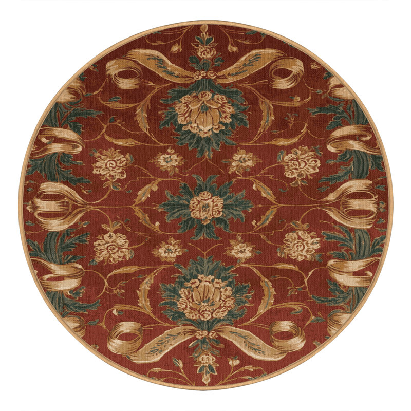 Tapis brun français lavable à la machine, Rond 5 pi