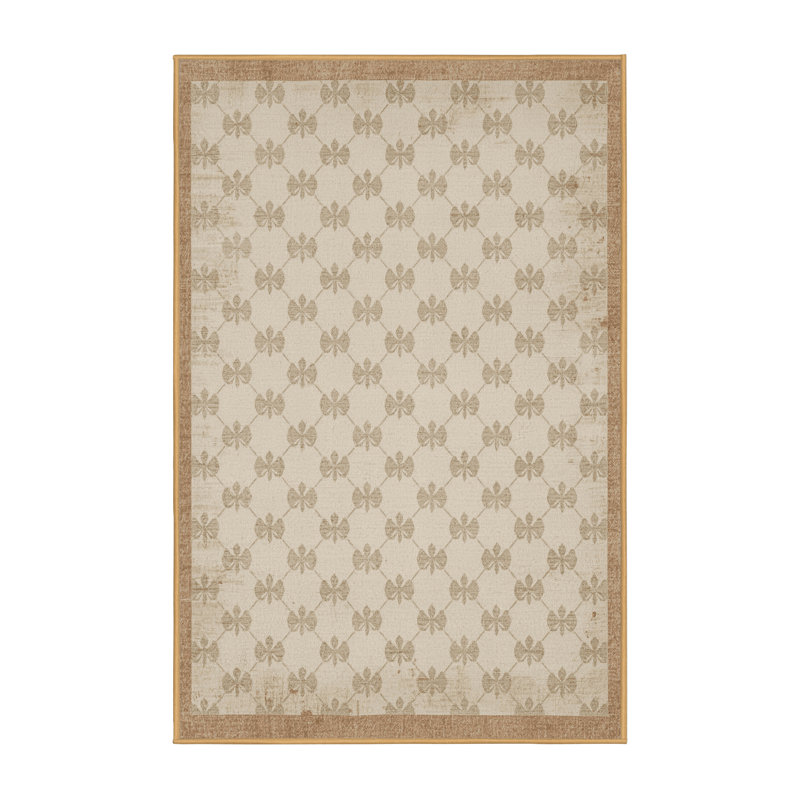 Soft Plush Faust St Patties Modern & Contemporary Abstract Area Rug in Beige – LightBrown Binding, 2x4