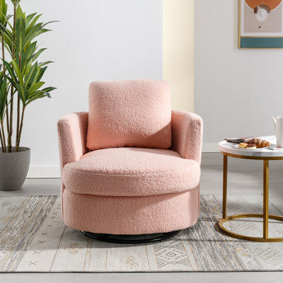 Yelina Polyester Slipcovered Swivel Barrel Chair