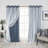 Fortuna Brockham Solid Tulle Overlay Room Darkening Grommet Curtain Panels-1636279433-1636324682