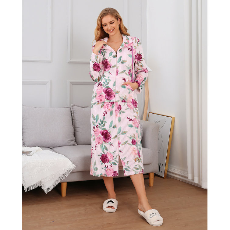  Extra Size Summer Cardigan Nightgown Long Sleeved Home Clothes  Mid Length Bathrobe Ice Silk Sexy Sleeping Wear Women : Sports & Outdoors