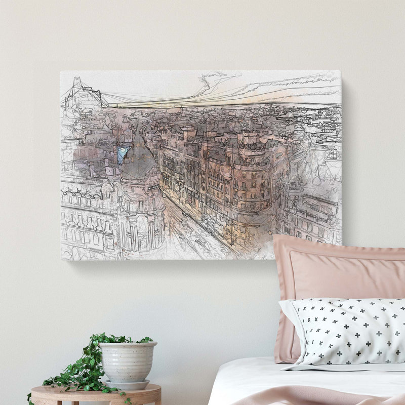 Calle Gran Via In Madrid Spain In Abstract - Wrapped Canvas Print, 50cm H x 76cm W x 3cm D