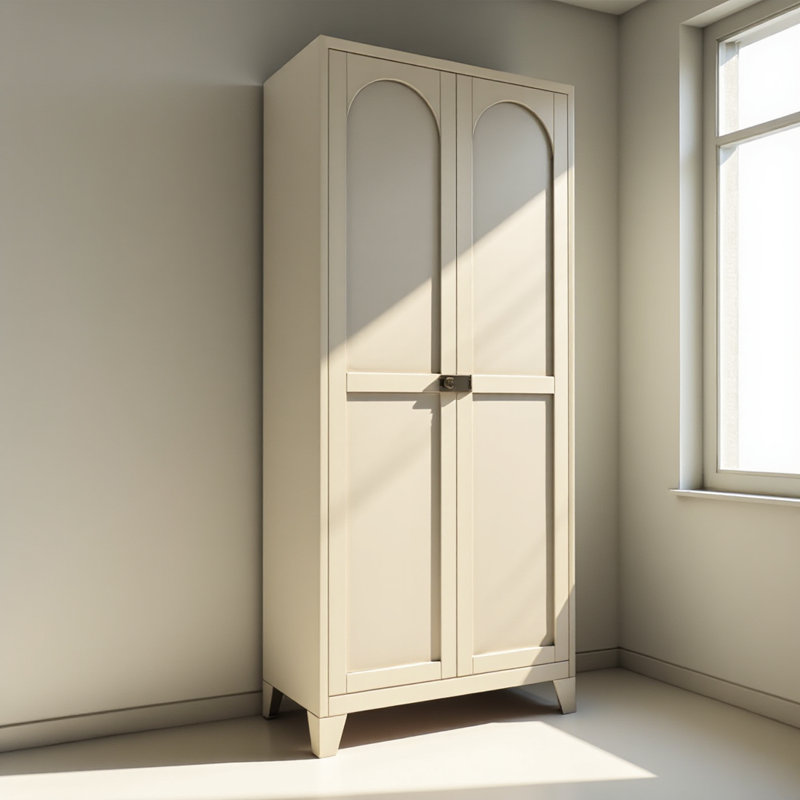 1'' 2 Shapely Door Cabinet With Lock, Metal Storage Cabinet With Doors And Adjustable Shelves, For Kitchen, Bedroom, Living Room(beige)