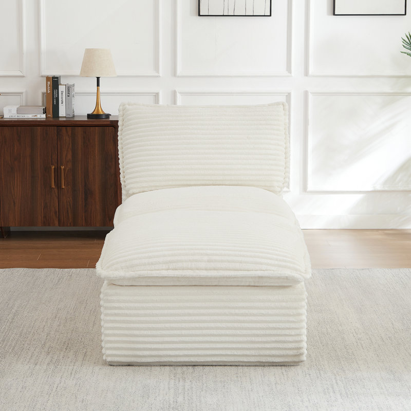 Cloud Sectional Couches for Living Room, Convertible L-Shape Couch with Ottoman, White